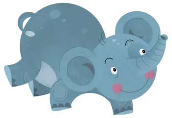 Raamstickers cartoon scene with elephant animal theme isolated background looking and smiling illustration for children © agaes8080