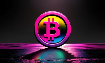 Bitcoin Logo in Pink Shades