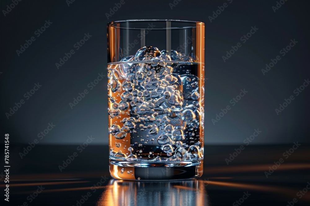 Poster A glass of water with ice cubes in it