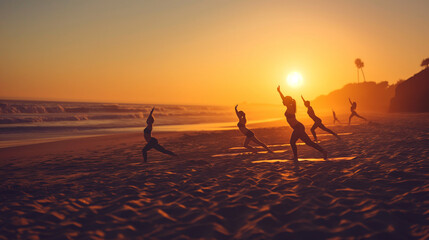 Sunset Yoga Sequence on Sandy Beach