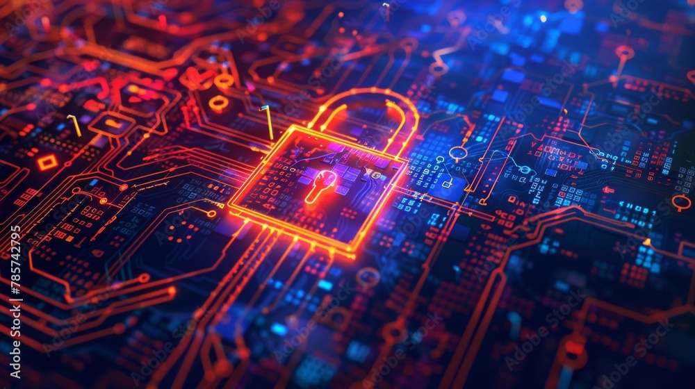 Aufkleber padlock securing computer circuit board