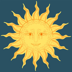 Smiling sun in Slavic style Vector image