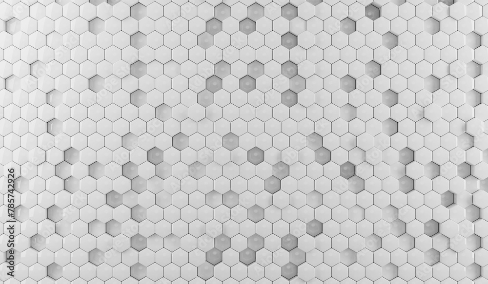 Poster abstract white hexagon array background 3d rendering