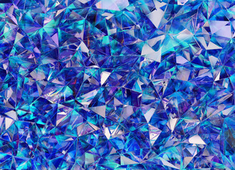 Abstract Blue Diamond Texture Crystal Close-Up Background, 3D rendering	
