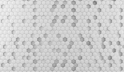 Abstract White hexagon array background 3d rendering	
