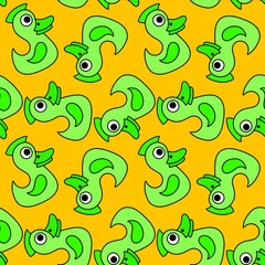 Cartoon animals birds seamless ducks pattern for wrapping paper and kids clothes and summer print