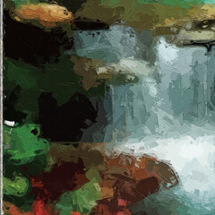 Oil painting and various flowers, chrysanthemums, scenic ponds, beautiful wedding illustrations