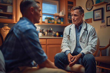 Physician providing consultation to a patient in the examination room.