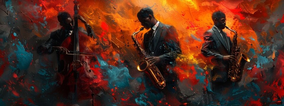 Jazz music background poster band instrument concert piano art abstract. Background jazz saxophone music flyer illustration design party festival singer orchestra player musician fest banner guitar. - Powered by Adobe