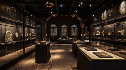 Intricate Artifacts on Display at Historical Museum Exhibition