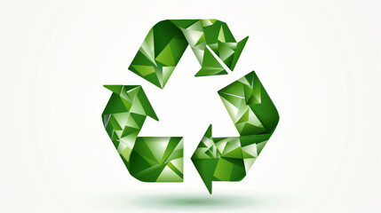 A clean and simple image featuring a prominent green recycling sign against a pristine white background, highlighting the concept of eco-friendly practices. - Powered by Adobe