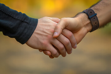 Hand-in-hand, signifying friendship or partnership. An image that conveys unity, support, and human connection.