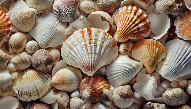 A collection of seashells of various sizes and colors