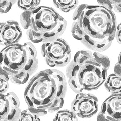 Abstract roses flowers monochrome seamless pattern in naive style. For home decor,modern interior textile, wallpaper, fabric, bedding, package, outerwear.