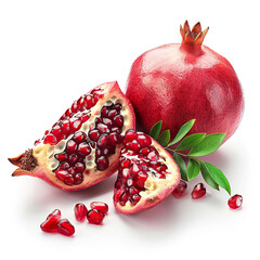 Ripe and Succulent Pomegranate on White Background. Generated by AI