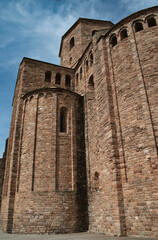 Photos of the exterior of the Castle of Cardona was built in 886 in Romanesque and Gothic style, located on a hill. Catalonia, Spain