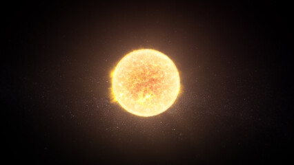 Panoramic view of the Sun and  star. The sun shines in space. A wide view of the sun and stars from space. Elements of this image furnished by NASA.