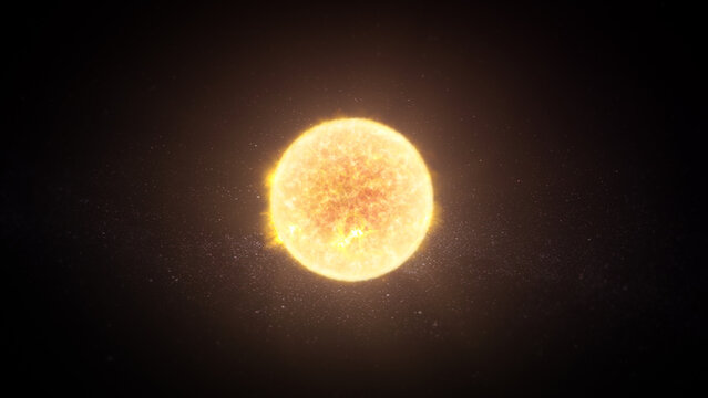 Panoramic view of the Sun and  star. The sun shines in space. A wide view of the sun and stars from space. Elements of this image furnished by NASA.