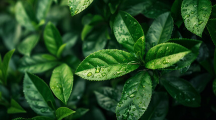 Fresh natural green herbal leaves tea  - obrazy, fototapety, plakaty
