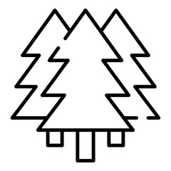 Forest trees black line icon