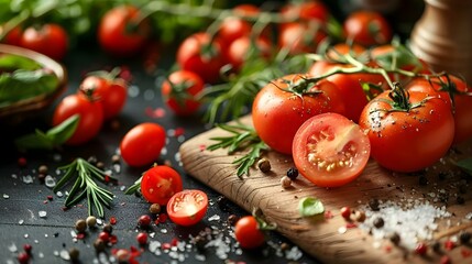 Fresh Tomatoes: A Symphony of Taste & Sustainability. Concept Garden Harvest, Farm-to-Table, Cooking Inspiration, Healthy Living, Sustainable Agriculture