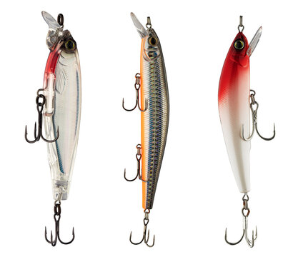 fishing bait, wobbler, baubles with hooks isolated on a white background