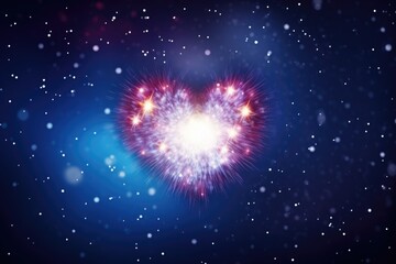 A vibrant heart-shaped nebula set against a backdrop of twinkling stars, evoking cosmic love. Cosmic Heart Nebula in Starry Sky