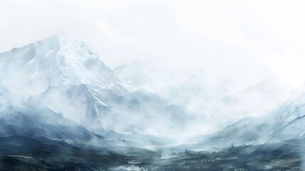 watercolor background illustration landscape with mountains