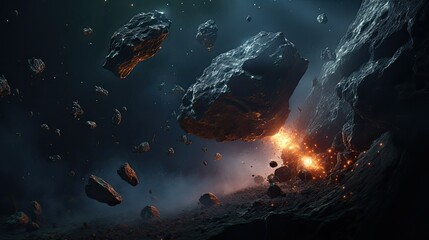 meteorites and asteroids, sifi background