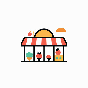 Street market in cartoon, doodle style. Image for t-shirt, web, mobile apps and ui. Isolated 2d vector illustration in logo, icon, sketch style, Eps 10. AI Generative