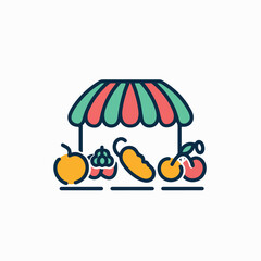 Street market in cartoon, doodle style. Image for t-shirt, web, mobile apps and ui. Isolated 2d vector illustration in logo, icon, sketch style, Eps 10. AI Generative