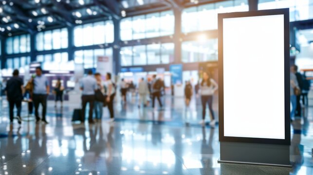 Exhibition Stand Kiosk Mockup at Trade Show, Corporate Branding, AI Created