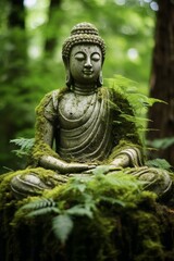 Buddha statues in the forest Generative AI
