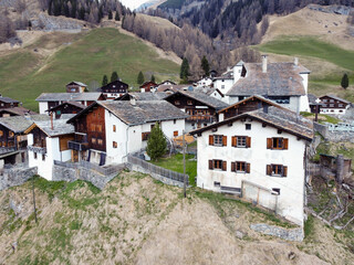 The mountain village of Splugen in Switzerland