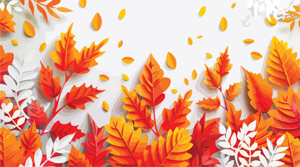 Autumn paper cut background. Fall origami art style  - obrazy, fototapety, plakaty