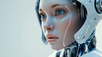 woman robot in helmet
