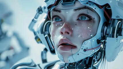 Fototapeta premium female robot in helmet