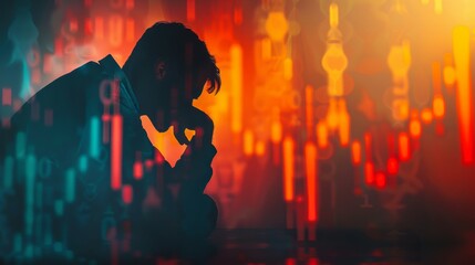 Abstract silhouette of a descending line graph representing a fall in gold prices, set against a soft gradient background, text space