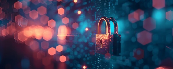 Close-up of minimalist styled icons of HTTPS in a web address bar, reinforcing website security, space for text