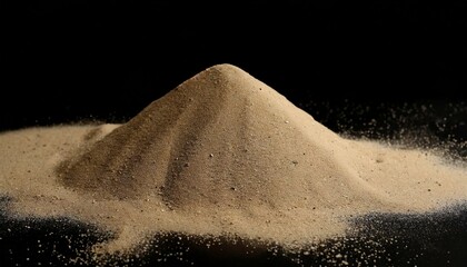 Scattered Sands: Isolated Sand Spread Across Black Background and Texture