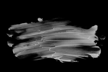 Shave foam smear isolated on black background, clipping path
