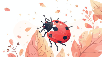 Banner for world kindness day with ladybug. Vector illustration