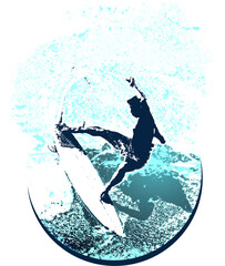 surf, ilustracion, olas, silueta, pegatina, surfista, vector	