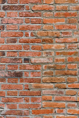 brick wall of red color, wide panorama of masonry 2