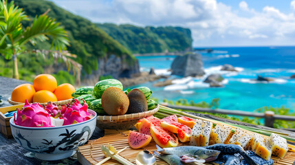 The Okinawan Diet: A Lush Portrait of Healthful Eating and Island Culture - obrazy, fototapety, plakaty