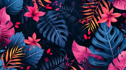 multi colored tropical leaves summer background