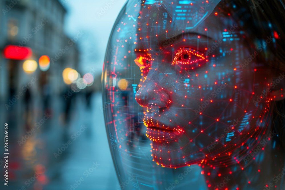 Poster an ai-driven facial recognition system identifying individuals in real-time from surveillance footag