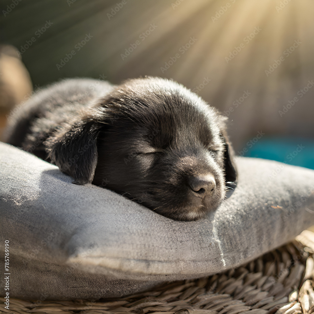 Wall mural Puppy sleeping on pillow