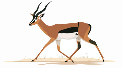 African wild black-tailed gazelle with long horns cartoon