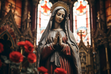 Virgin Mary statue in catholic church